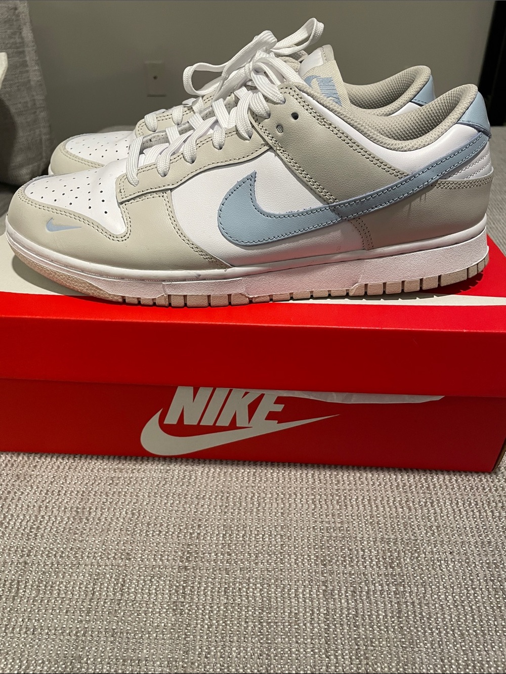 Nike Dunk Low Sneakers White Light Blue Gray - Picture 7 of 7